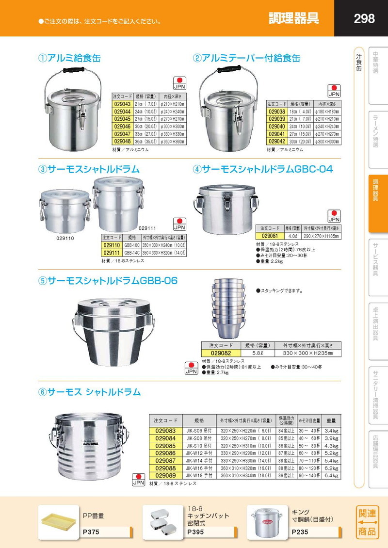 楽天市場】アルミ テーパー付 給食缶 21cm (7.0L) 【kmss】 学校給食