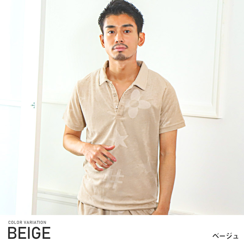 楽天市場】ポロシャツ メンズ 半袖 パイル素材 総柄 型押し POLO