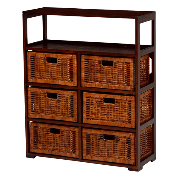 楽天市場】ランドリーチェスト 4段 籐カゴ付 マホガニー材 アジアン
