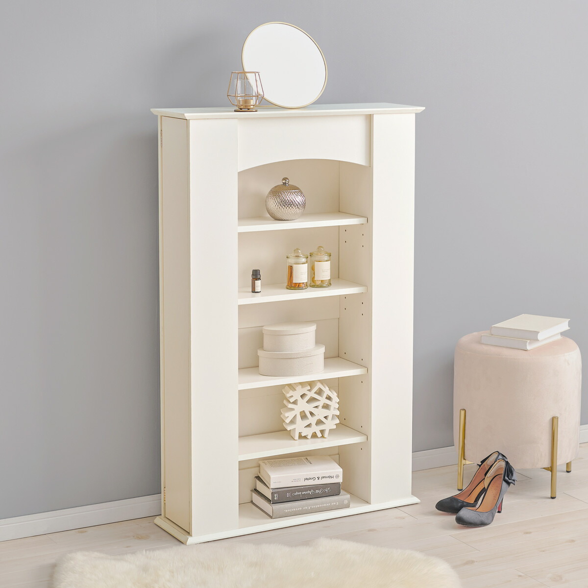 楽天市場】マントルピース 幅70cm 5段 可動棚 隠し収納 （ オープン