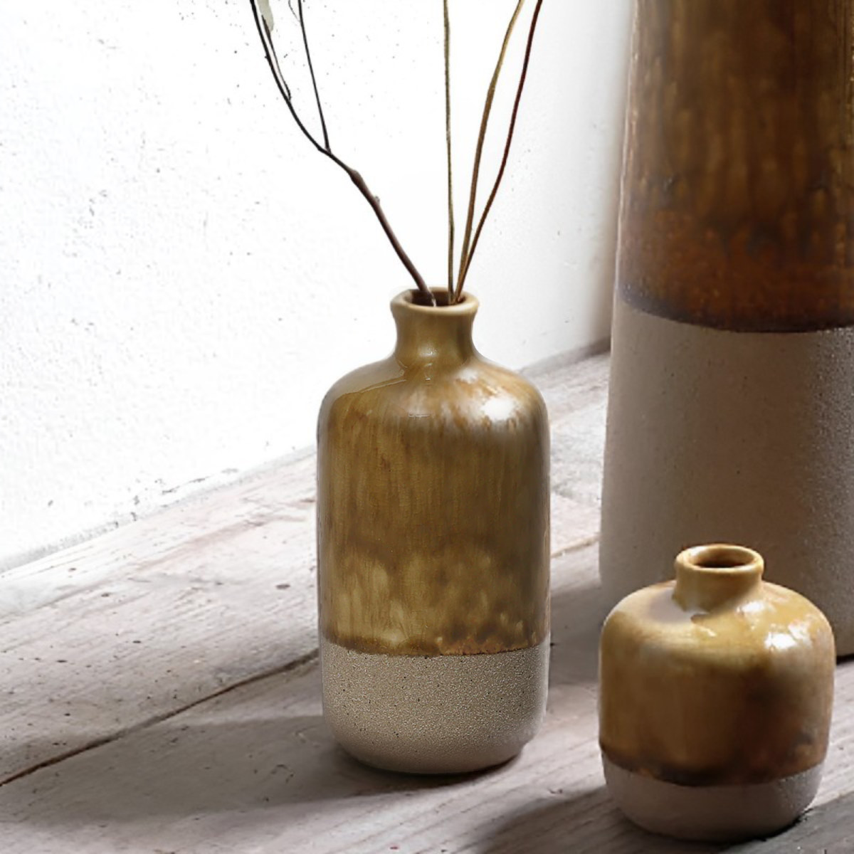 楽天市場】花瓶 ブロン ハニーブラウン tall フラワーベース 花器 陶器