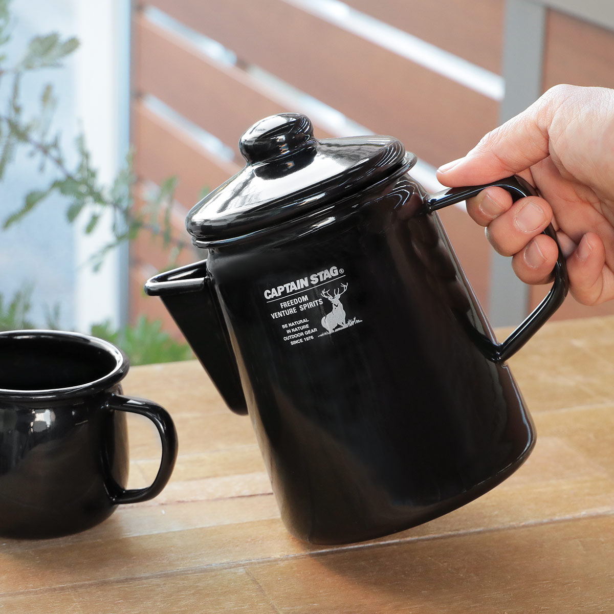 楽天市場】ケットル ホーロー 750ml キャプテンスタッグ ブラック