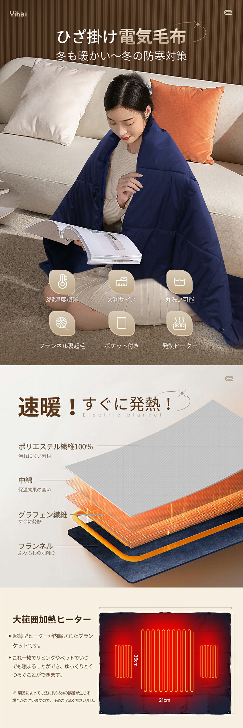 楽天市場】【5Way+3段階温度調節】 電気毛布 電気ひざ掛け 着る毛布