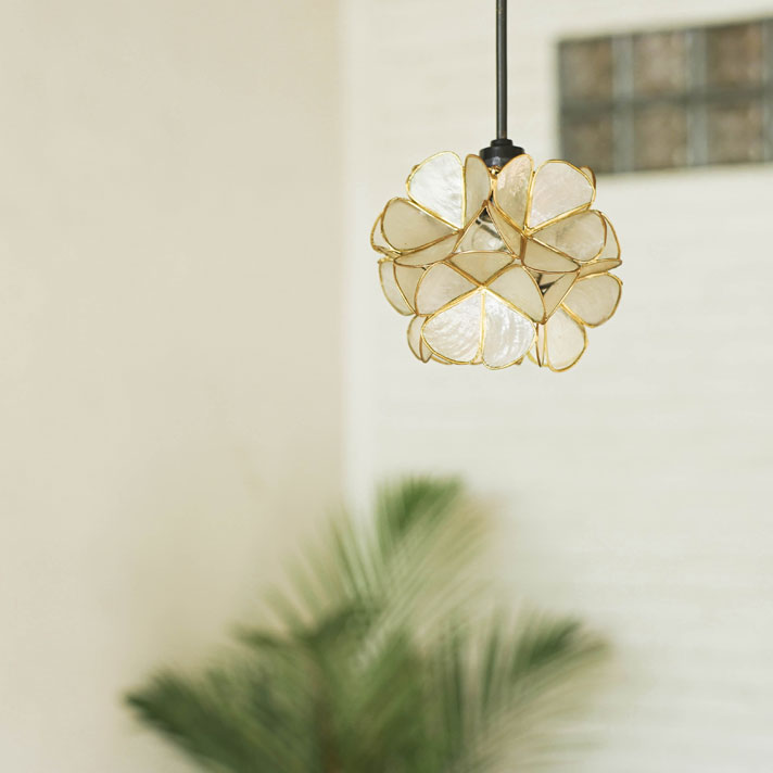 カピス フランジパニ ハンギングランプ カピス貝 天吊り ペンダント