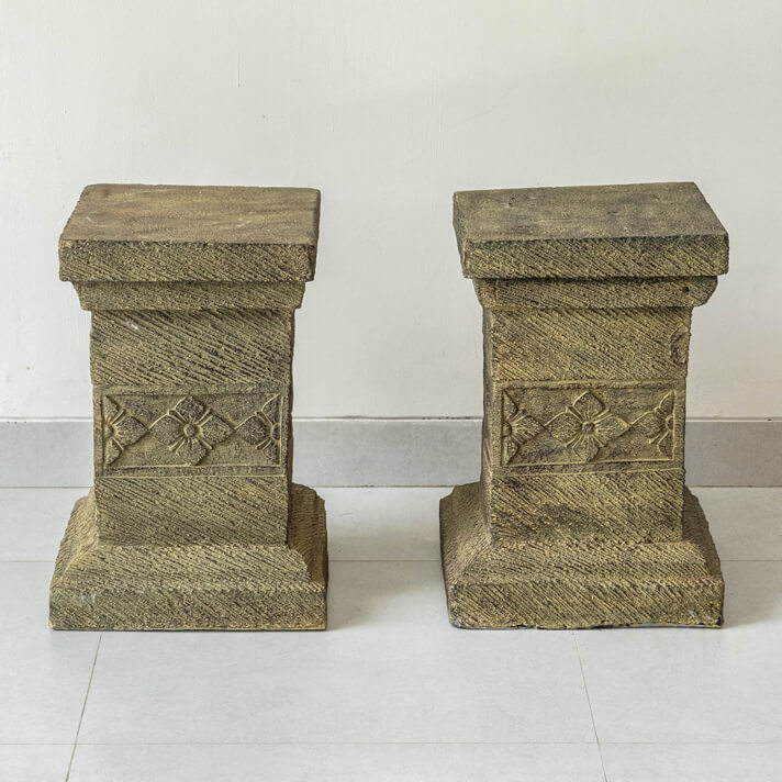 石製土台 台座 ストーンカービングスタンド LOTUS / 高さ50cm【54271