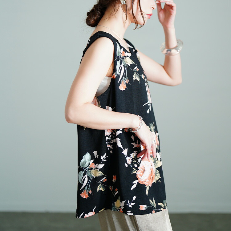 大きいサイズ レディース レトロ花柄タンクトップ sw-0765 【メール便