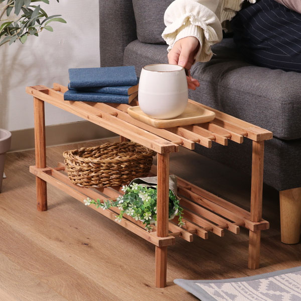 楽天市場】棚 木製 シェルフラック 木製 2段 北欧 シェルフ 収納 収納