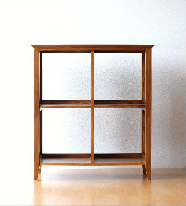 楽天市場】チーク無垢材 本棚 木製 オープンラック 総無垢材 飾り棚