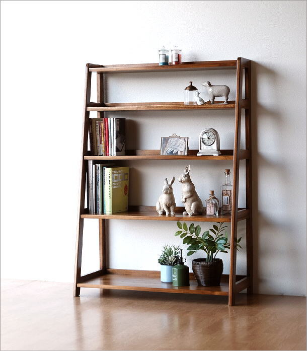 楽天市場】オープンラック 本棚 チーク材 無垢材 木製 天然木 シンプル