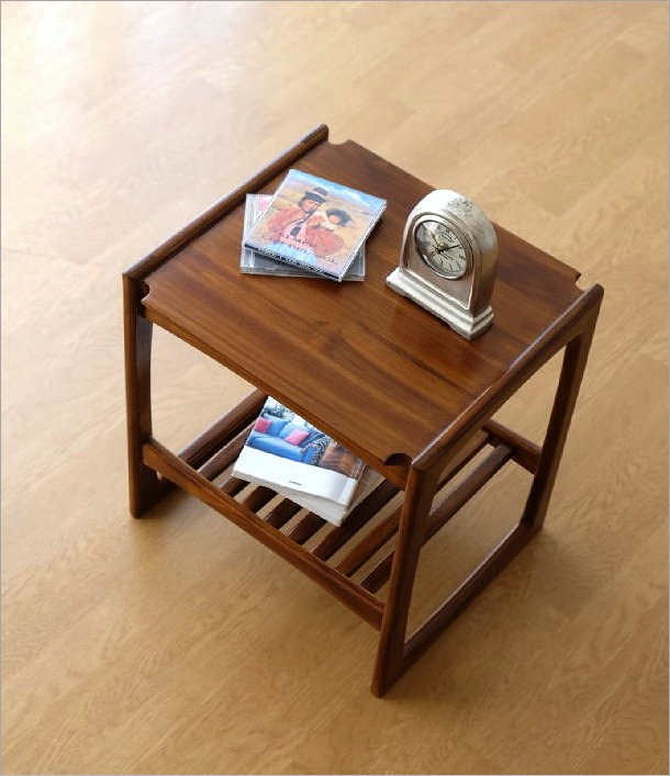 楽天市場】サイドテーブル 木製 おしゃれ チーク材 無垢 天然木 収納