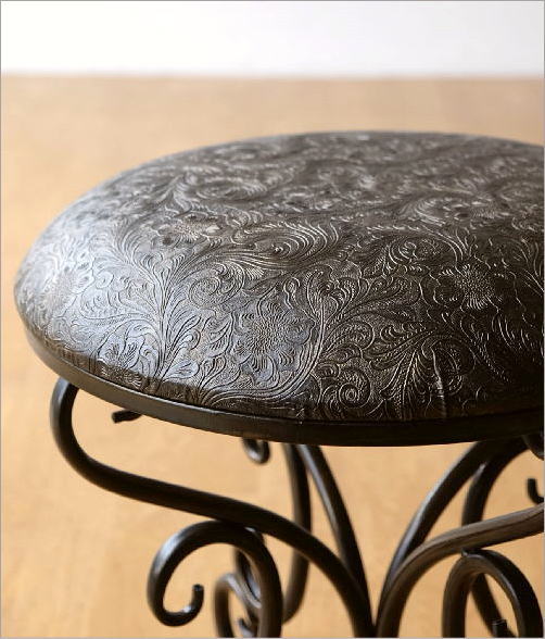 楽天市場】アイアンスツール レザークッションチェアー 丸椅子