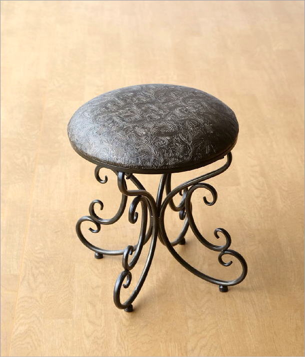 楽天市場】アイアンスツール レザークッションチェアー 丸椅子