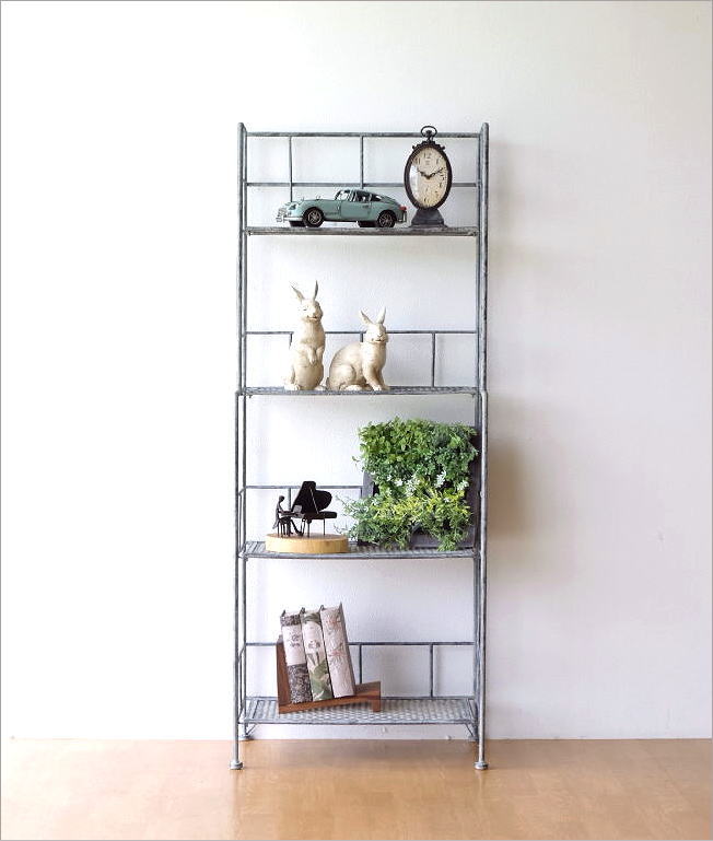 楽天市場】棚 シェルフ ラック 4段 アイアン メッシュ 本棚 収納棚