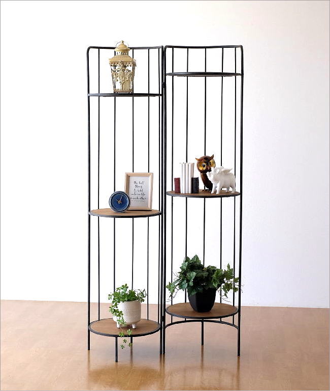 楽天市場】オープンシェルフ 3段 アイアン 木製 オープンラック 円形