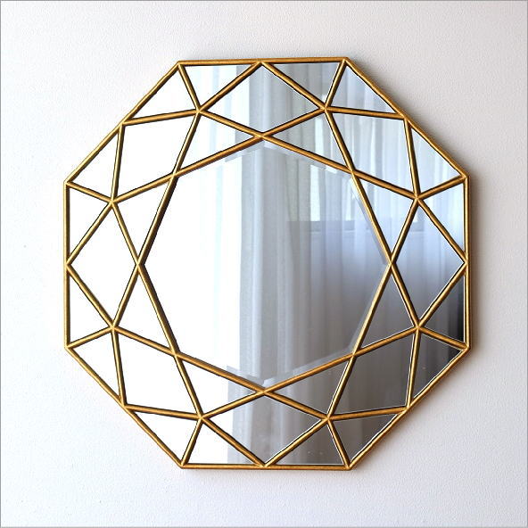 楽天市場】鏡 壁掛けミラー おしゃれ ゴールド 八角形 アンティーク