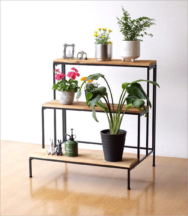 楽天市場】フラワースタンド 3段 木製 アイアン おしゃれ 花台 室内