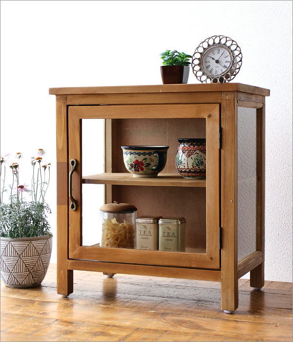 楽天市場】ガラスキャビネット おしゃれ 収納 シェルフ シャビー