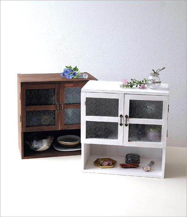 楽天市場】キャビネット スパイスラック おしゃれ ガラス ウッド 木製