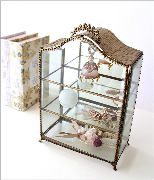 楽天市場】ガラスケース 真鍮 ショーケース 3段 アンティーク