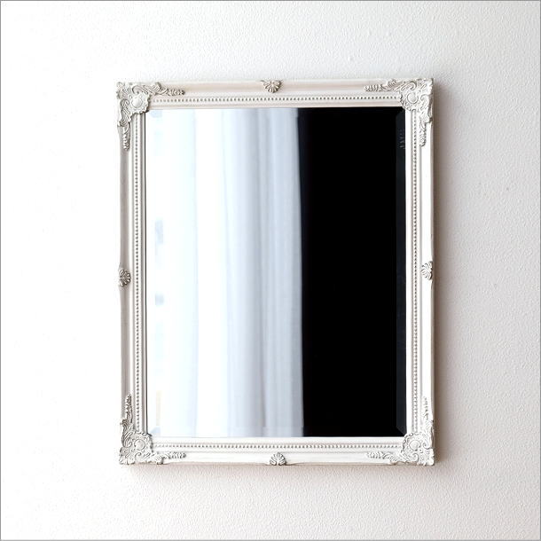 ミラー 壁掛け ホワイト 縦横兼用 鏡 アンティーク ヨーロピアン