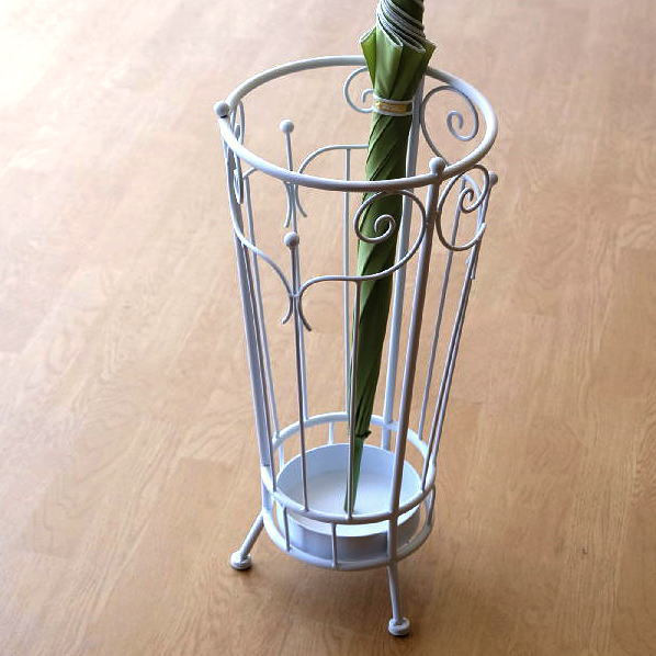 楽天市場】傘立て 白 ホワイト アイアン 丸 スリム コンパクト