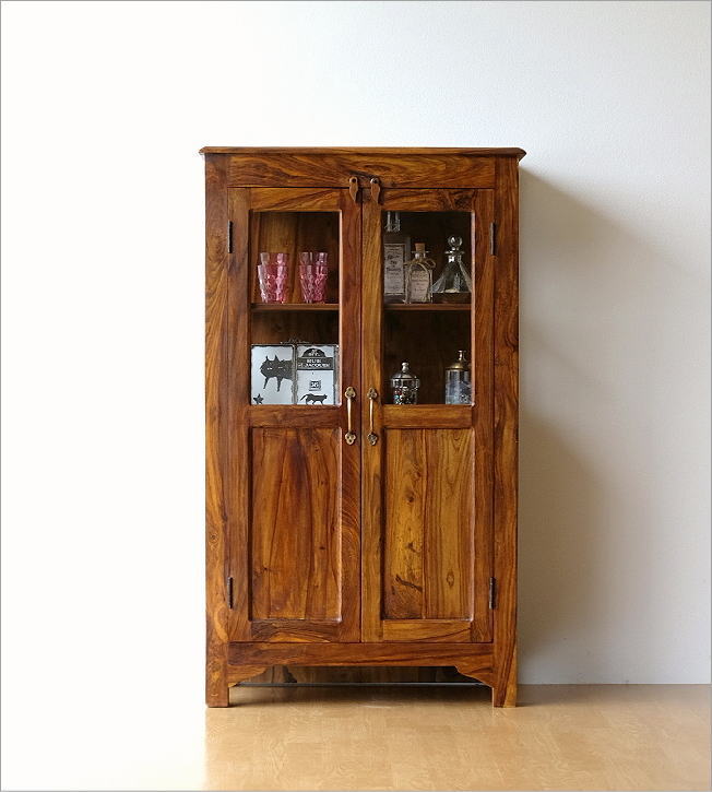 楽天市場】キャビネット 木製 ガラス 飾り棚 扉付き収納棚 収納 天然木