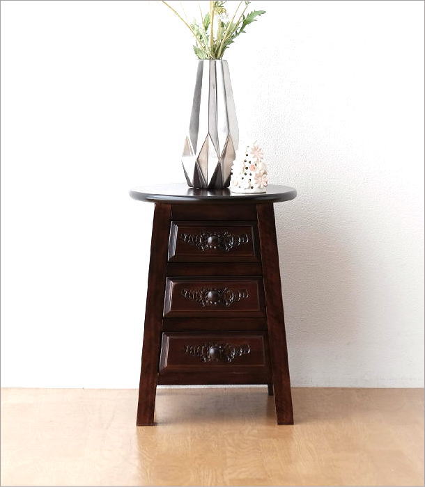 楽天市場】スツール アンティーク調 木製 収納 丸 椅子 花台 玄関