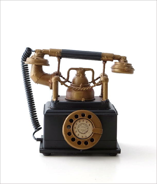 楽天市場】貯金箱 ダイヤル式電話 アンティーク レトロ 置物 オブジェ
