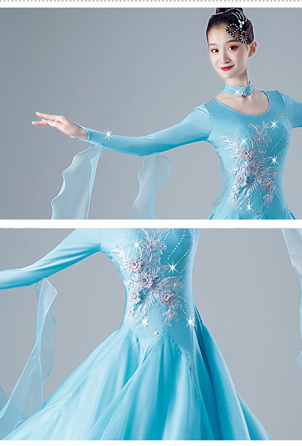 楽天市場】社交ダンス ドレス レディース 長袖 ワルツ スタンダード