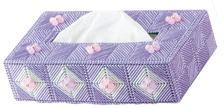 楽天市場】きらめく小花のティッシュカバー （カラーパープル） 手作り