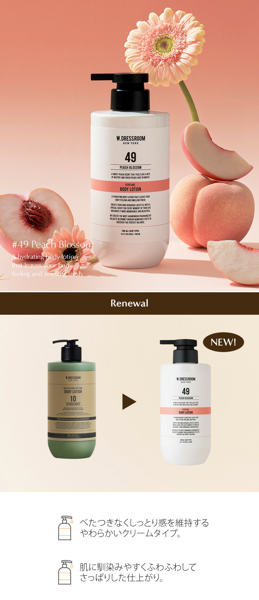 楽天市場】[W.DRESSROOM] パフュームボディローション No.49 ピーチ