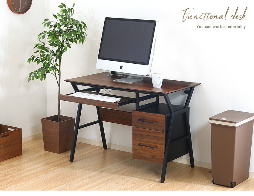 楽天市場】パソコンデスク 100cm おしゃれ ワークデスク 引き出し付き