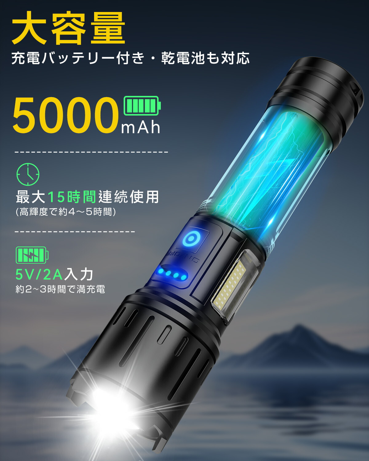 楽天市場】【限定クーポンで1960円】懐中電灯 LED 強力 超高輝度