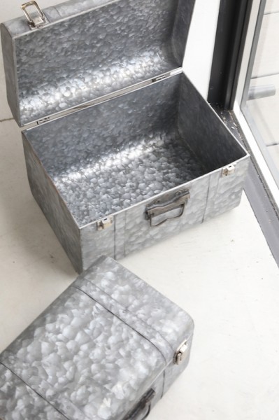 ベージ トランクボックス 2点セット 収納 シルバー インダストリアル