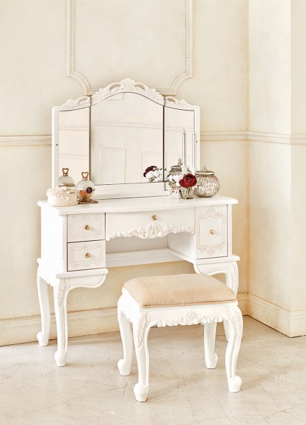 ドレッサー ドレッサーセット ホワイト スツール付き 三面鏡 白家具