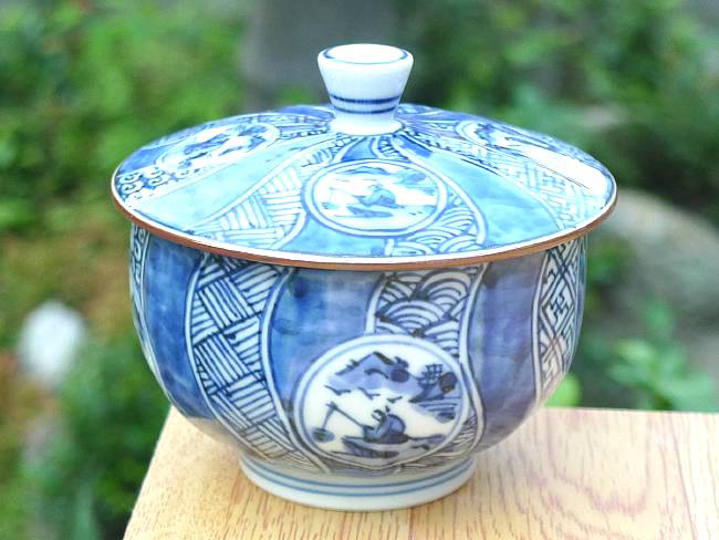 丸紋祥瑞蓋付お茶呑茶碗 鳳山 単品 - 京焼清水焼 松韻堂