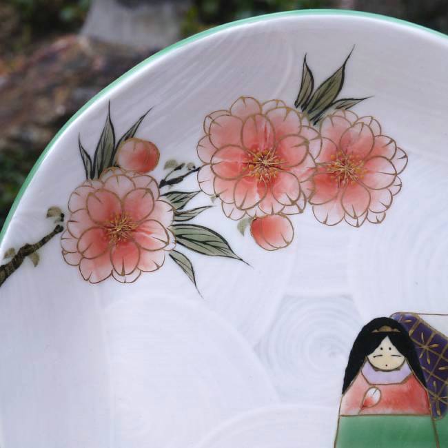お雛さま飾り皿 陶あん 皿立付き - 京焼清水焼 松韻堂