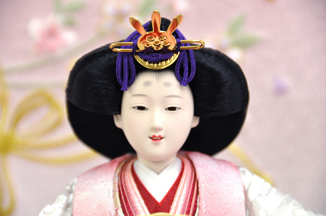 雛人形 ケース親王飾り【P84302】 清楚で優雅な親王に充実のお道具を