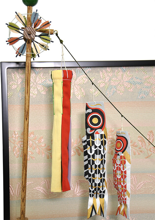 五月人形 子供大将平台飾り【P93304】幸一光作 脇に鯉のぼりを飾った