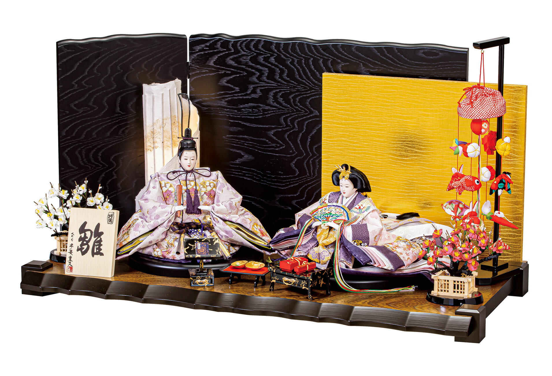 雛人形 親王飾りセット【P84012】 豪華絢爛親王様☆美濃和紙灯と吊し