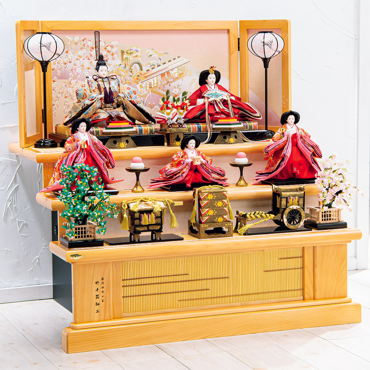 雛人形 ひな人形 三段飾り 五人飾り【P82101】 | 職人手作りの【秀光