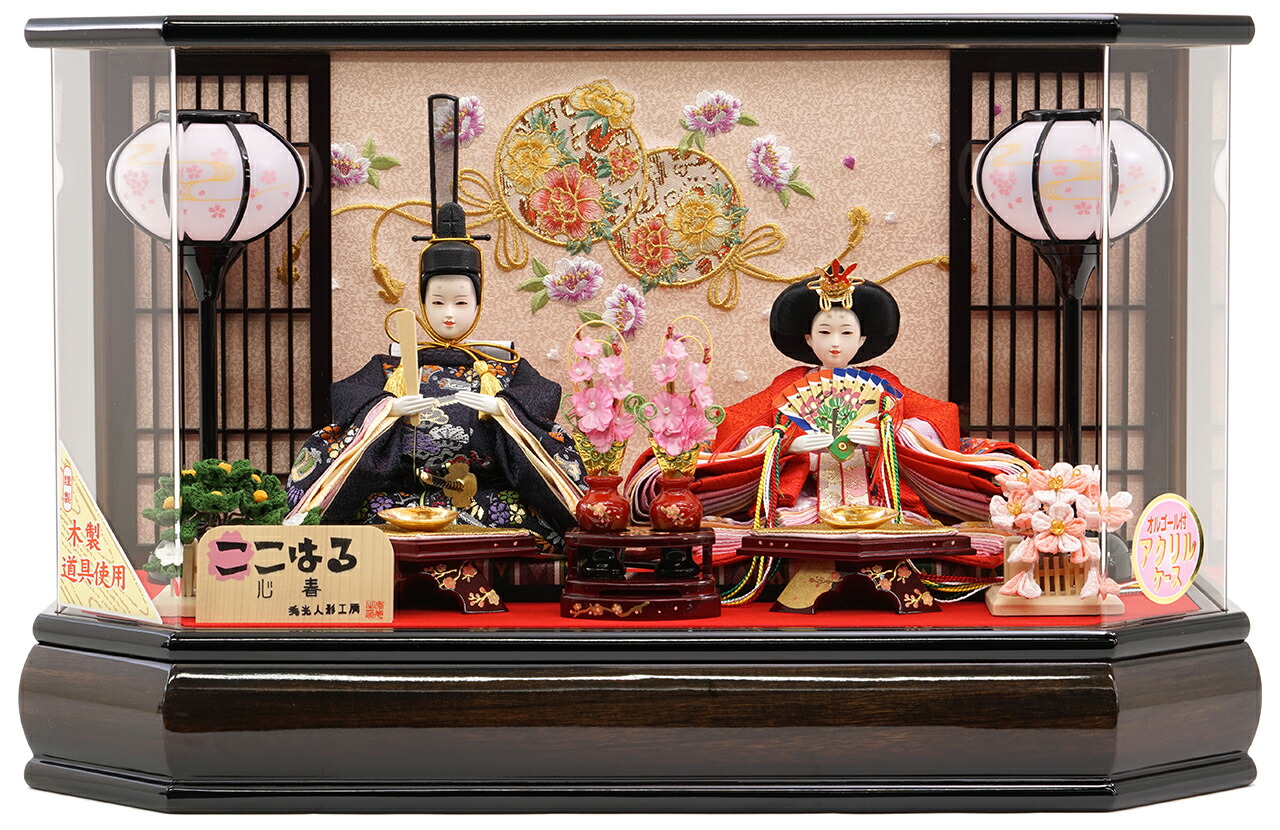 雛人形 ひな人形 衣装着二人ケース飾り【P81342】インターネット店だけ