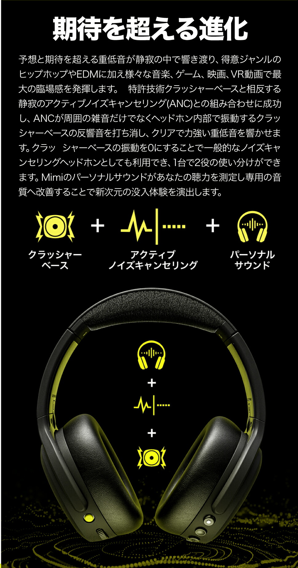 楽天市場】Crusher ANC 2 True Black ノイズキャンセリングヘッドホン