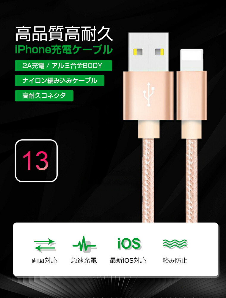 楽天市場】【楽天4位】【1m+1m+2m】 iPhone14 Pro Max 充電 ケーブル