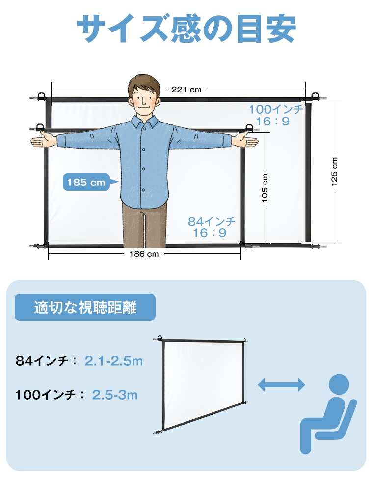 楽天市場】【フック付き】プロジェクタースクリーン 家庭用 軽量 84
