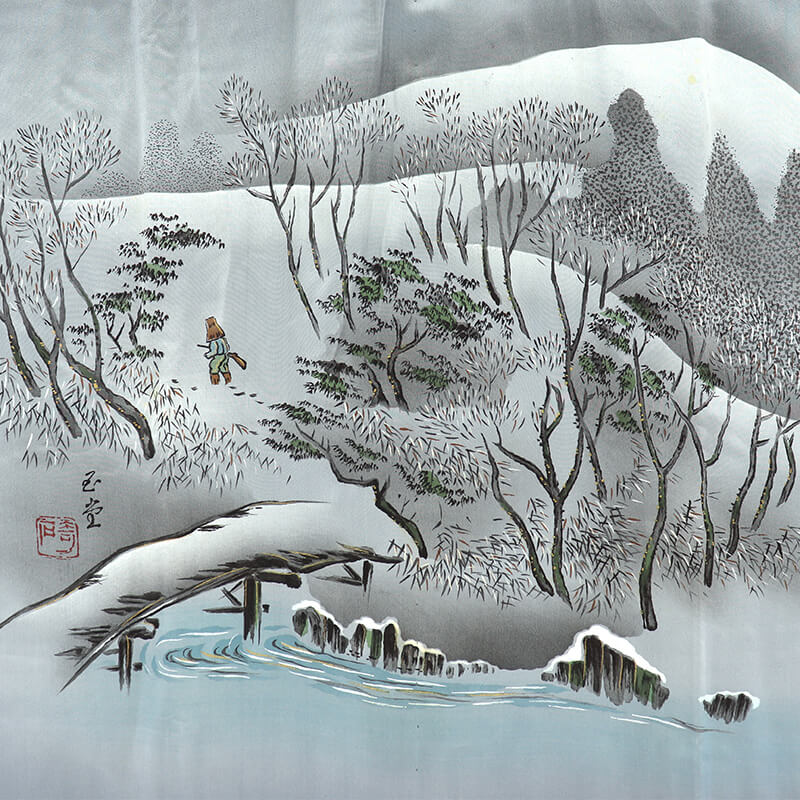 中古】 長襦袢 男長襦袢 男性用長襦袢 メンズ 正絹 グレー 裾ぼかし