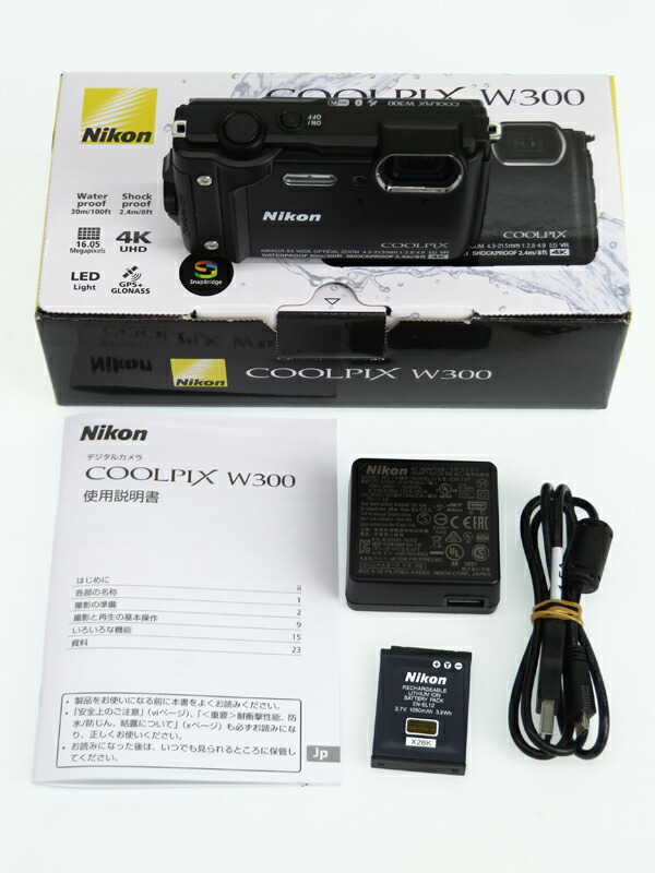 Nikon】ニコン『COOLPIX W300』W300BK ブラック 1605万画素 光学5倍 4K