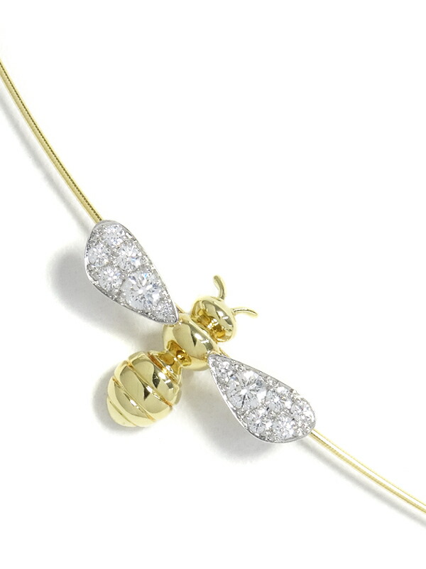 Gimel】ギメル『K18YG/PT950 蜂モチーフ ネックレス ダイヤモンド0.174