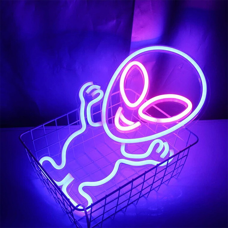 楽天市場】LED ネオンサイン 宇宙人 グレイ エイリアン USB電源 ネオン