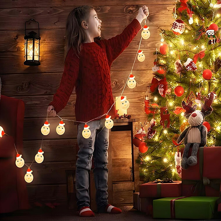 楽天市場】クリスマス飾り 電飾 スノマン 電池式 ガーランド ライト 20